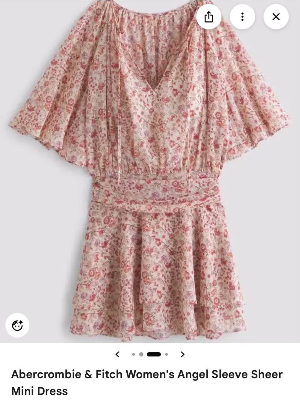 Abercrombie and Fitch Floral Pink Sheer V-Neck Mini Dress